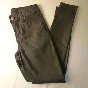 Women's Faux Leather Jeans Shiny Black Size 2 Skinny Leg Low Rise